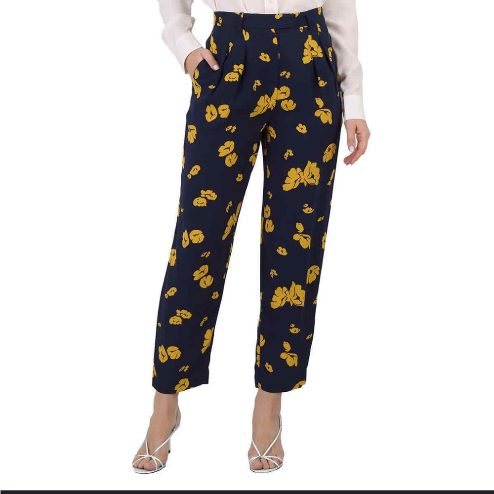 A.P.C. Navy Blue and Yellow Print Pants